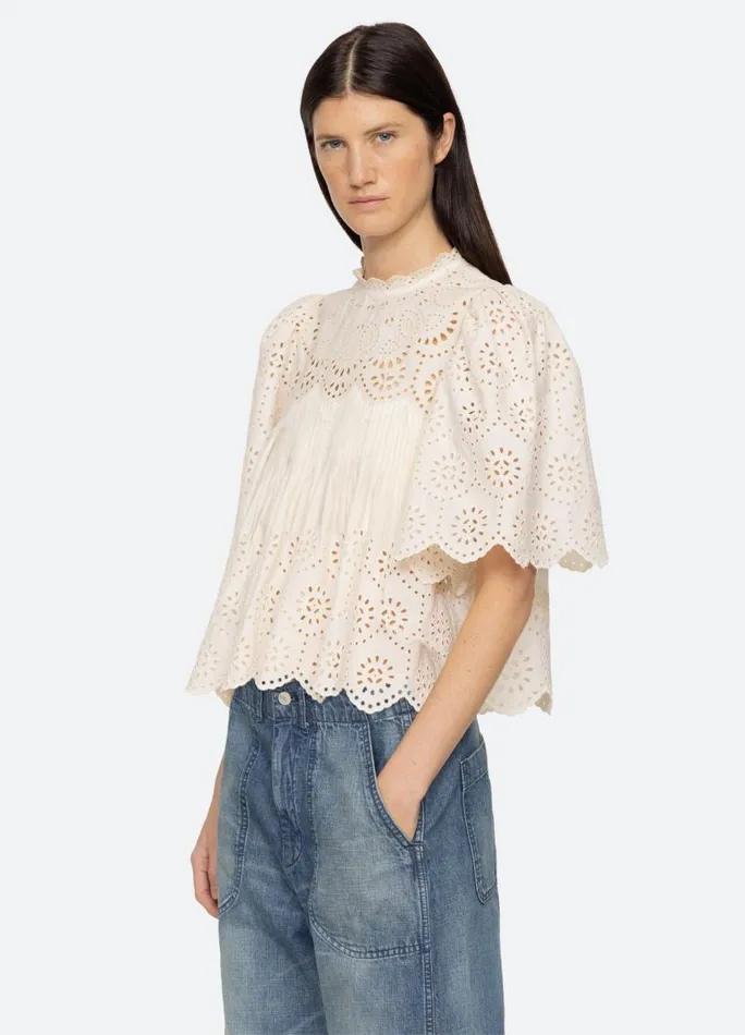 Sea New York Tops Women Lainey SS Top Cream Sea New York Tops Women Lainey SS Top Cream