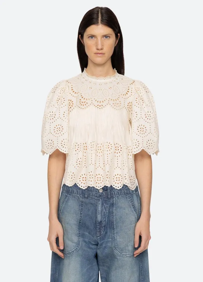 Sea New York Tops Women Lainey SS Top Cream Sea New York Tops Women Lainey SS Top Cream