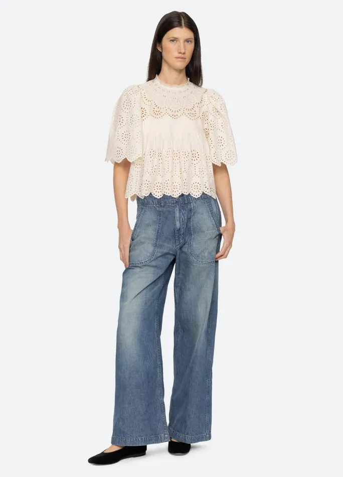 Sea New York Tops Women Lainey SS Top Cream Sea New York Tops Women Lainey SS Top Cream