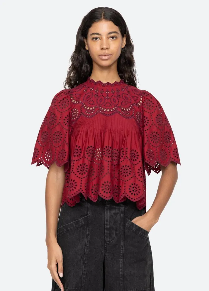 Sea New York Tops Women Lainey SS Top Cream Sea New York Tops Women Lainey SS Top Cream