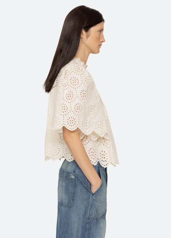 Sea New York Tops Women Lainey SS Top Cream Sea New York Tops Women Lainey SS Top Cream