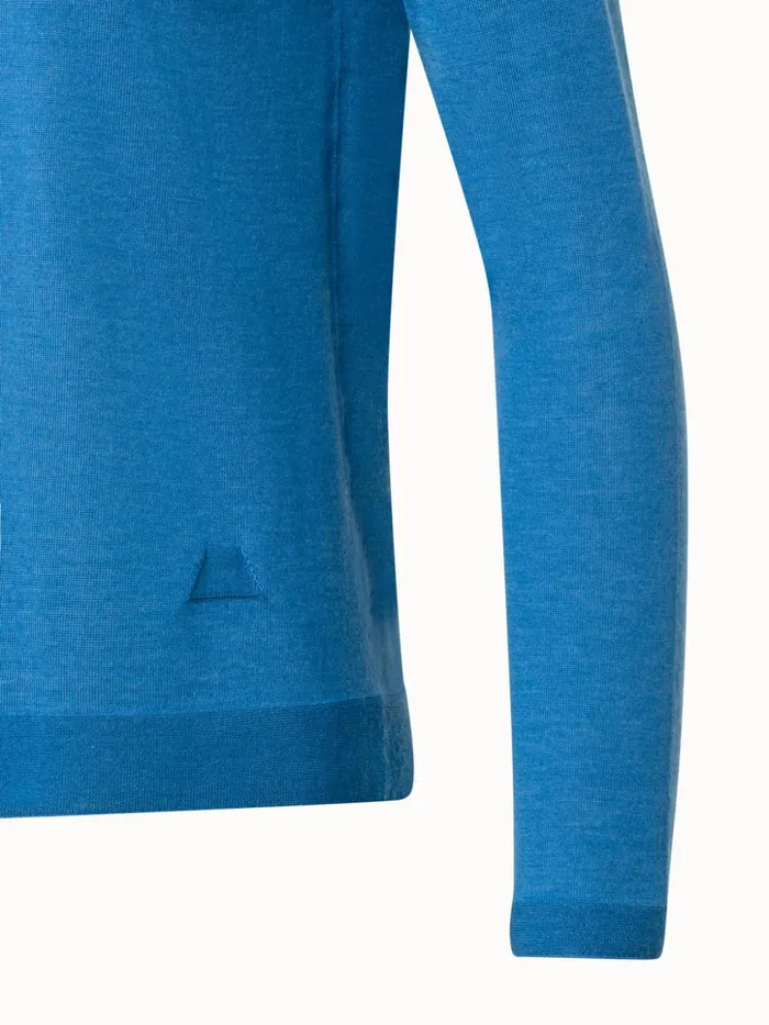 Seamless Cashmere Silk Knit Pullover Light Denim Women Akris Knitwear