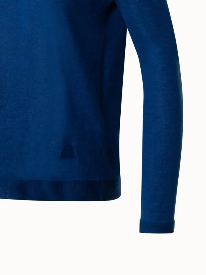 Seamless Cashmere Silk Knit Sweater Denim Women Akris Knitwear