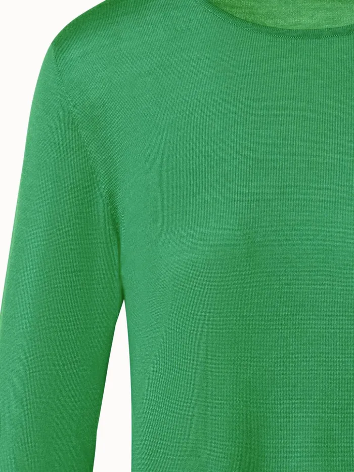 Seamless Cashmere Silk Knit Sweater Leaf Women Akris Cashmere