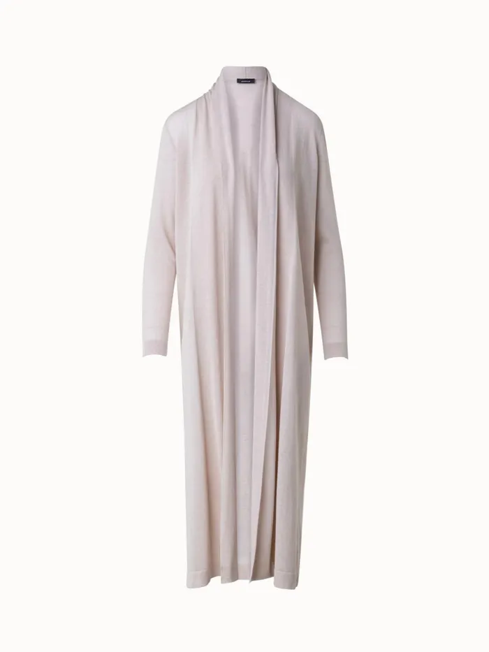 SemiSheer Long Cardigan In Silk Cotton Blend Greige Women Akris Knitwear