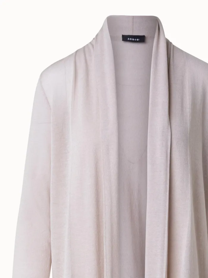 SemiSheer Long Cardigan In Silk Cotton Blend Greige Women Akris Knitwear