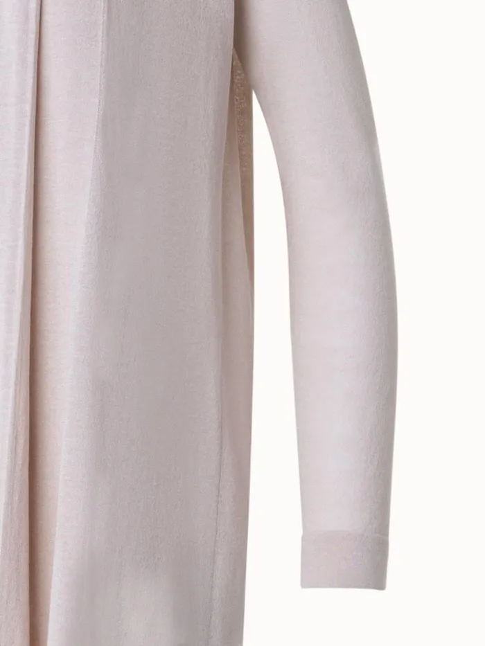 SemiSheer Long Cardigan In Silk Cotton Blend Greige Women Akris Knitwear