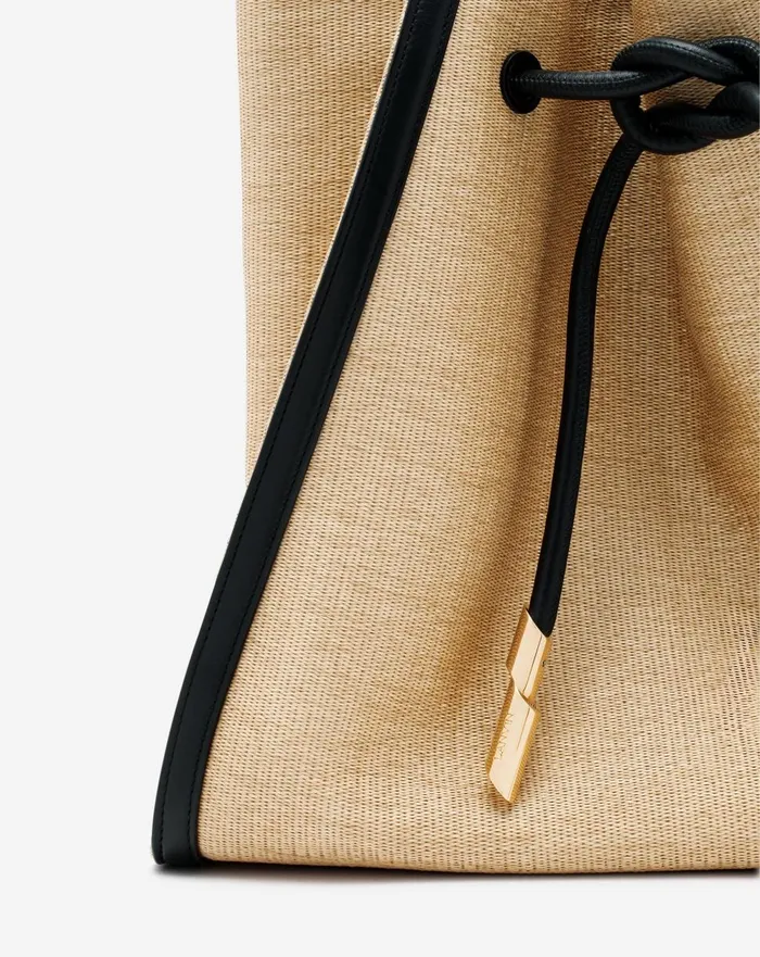 Sequence Bag In Leather And Raffia Naturalblack Women Lanvin Tote Bags and Top Handle Bags
