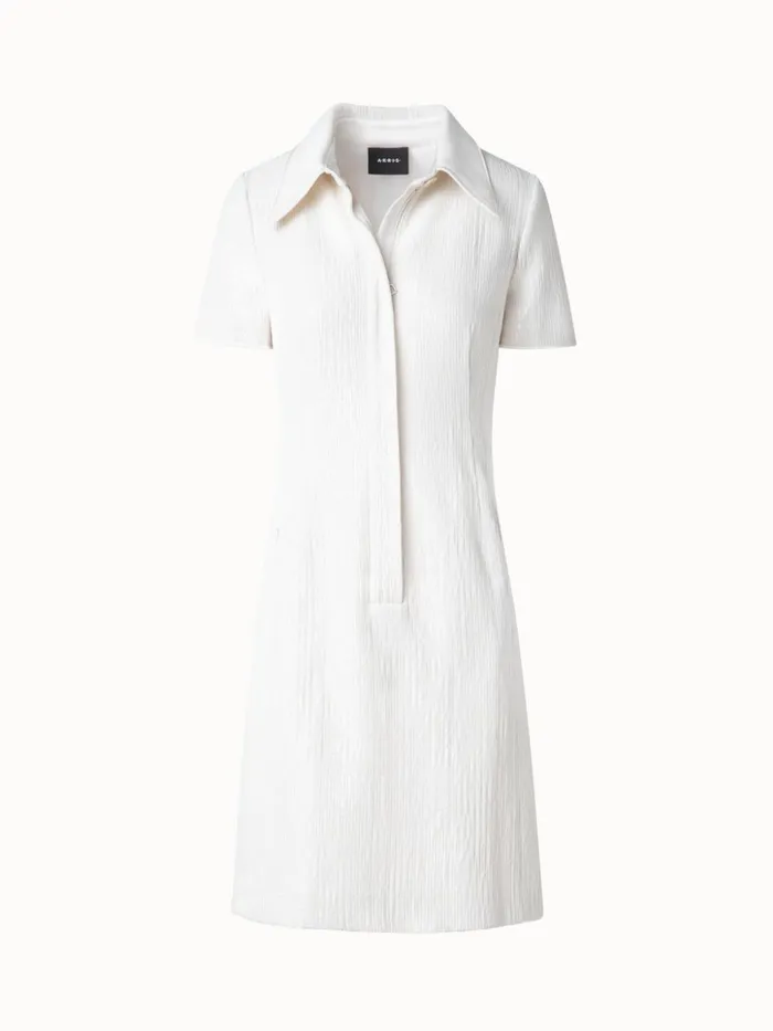 Sequin Silk Dress In Polo Style Ecru Women Akris Dresses