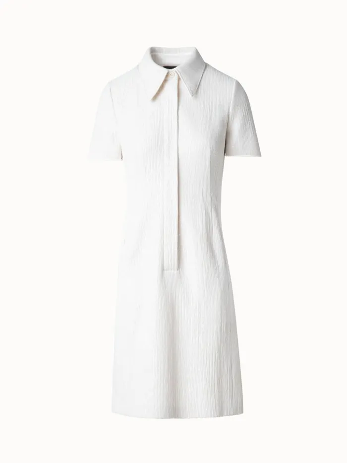 Sequin Silk Dress In Polo Style Ecru Women Akris Dresses