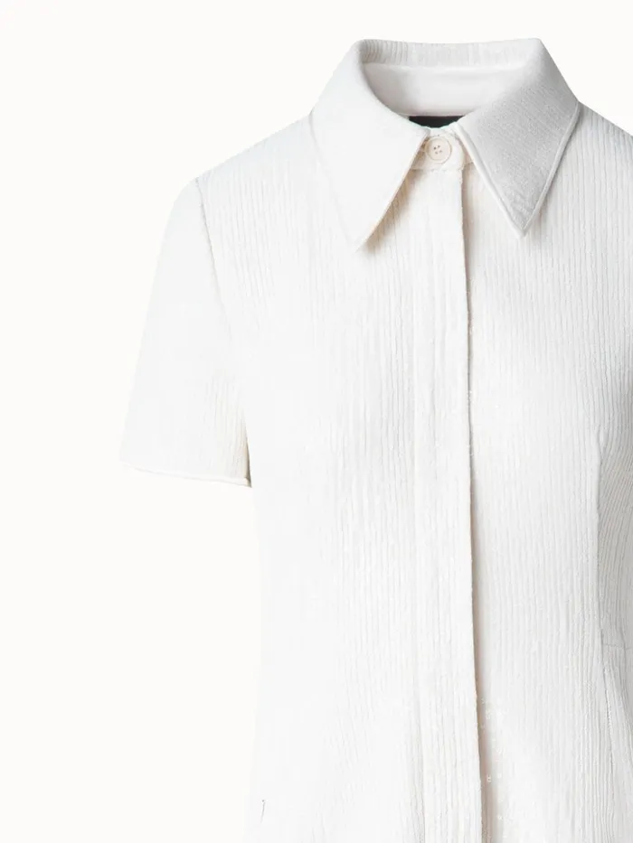 Sequin Silk Dress In Polo Style Ecru Women Akris Dresses