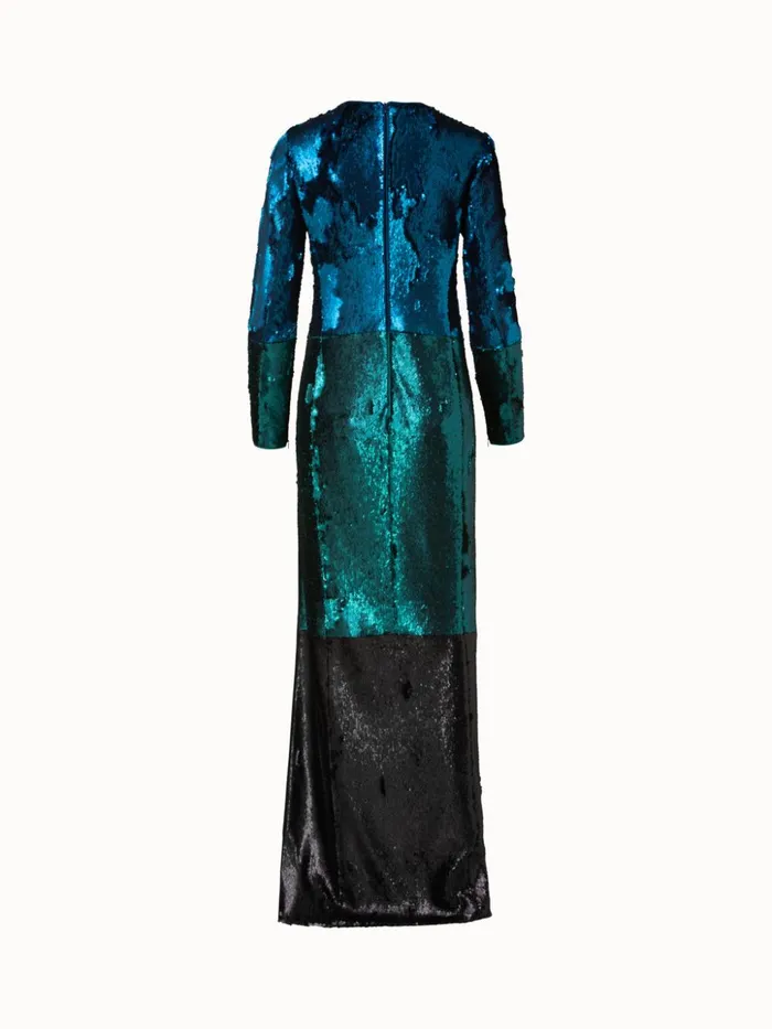 Sequins Colorblock Gown Petrolgreenblack Women Akris Dresses