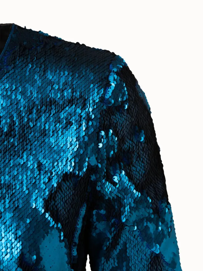 Sequins Colorblock Gown Petrolgreenblack Women Akris Dresses