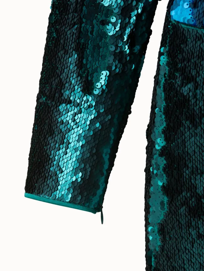 Sequins Colorblock Gown Petrolgreenblack Women Akris Dresses