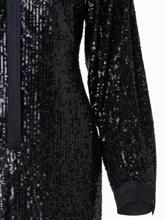Sequins Shirt Dress Black Women Akris Dresses
