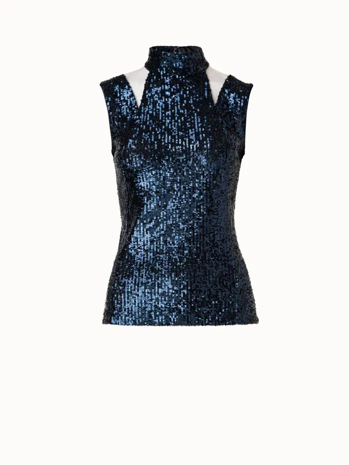 Sequins Top Navy Women Akris Blouses