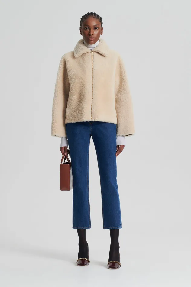 SHEARLING COCOON SLEEVE JACKET BEIGE Jackets Scanlan Theodore Women