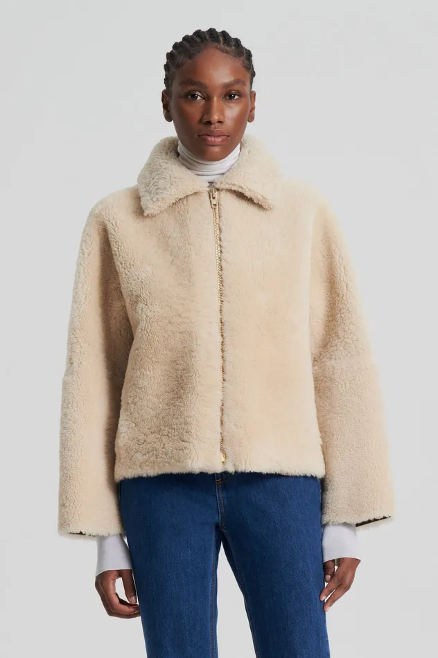 SHEARLING COCOON SLEEVE JACKET BEIGE Jackets Scanlan Theodore Women