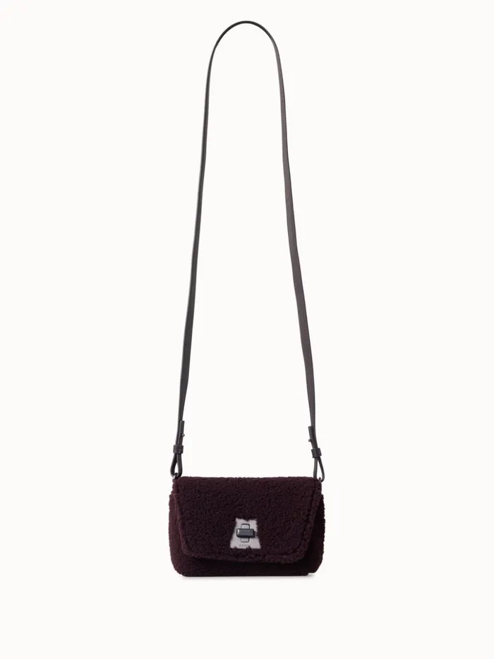 Shearling Crossbody Bag Burgundy Women Akris Crossbody Bags