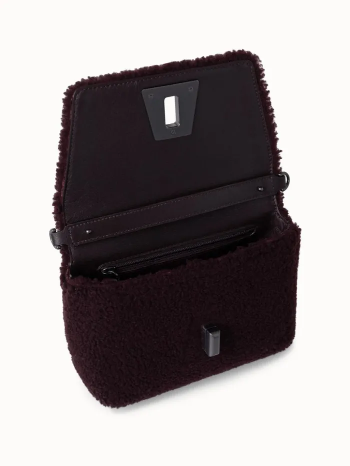Shearling Crossbody Bag Burgundy Women Akris Crossbody Bags