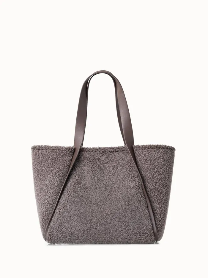 Shearling Medium Tote Bag Taiga Women Akris Shoulder Bags