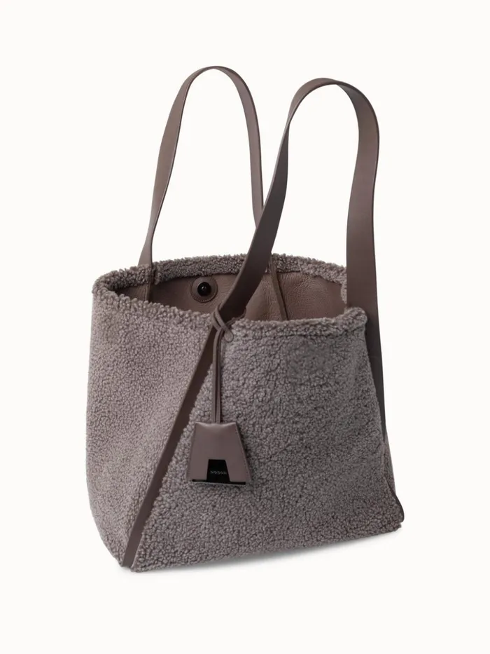 Shearling Medium Tote Bag Taiga Women Akris Shoulder Bags