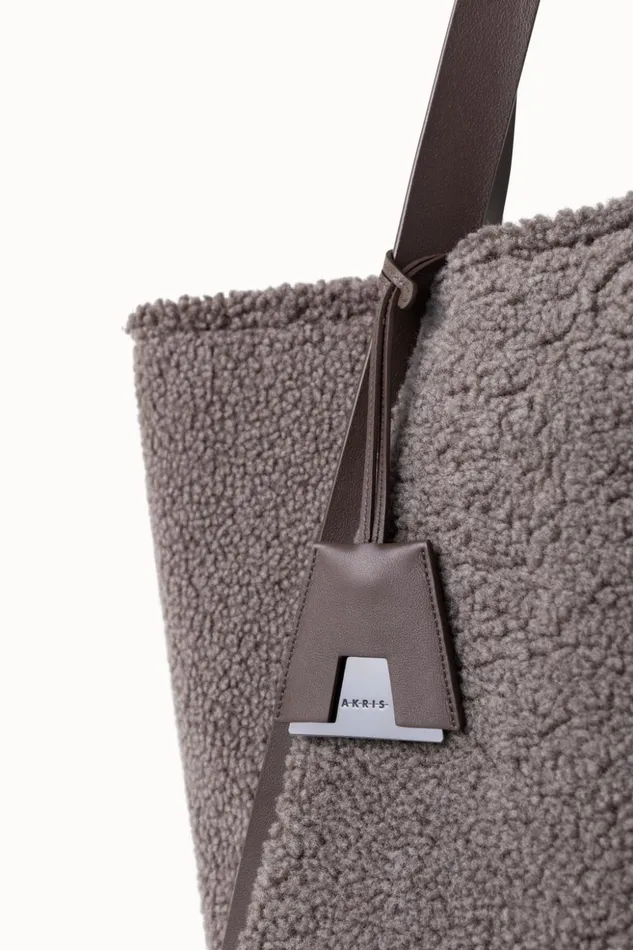 Shearling Medium Tote Bag Taiga Women Akris Shoulder Bags