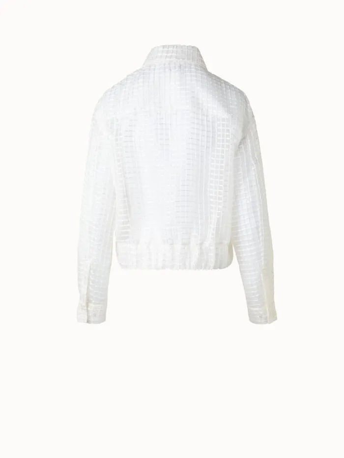 Sheer Silk Blouson With Window Plaid Embroidery Ecru Women Akris Jackets
