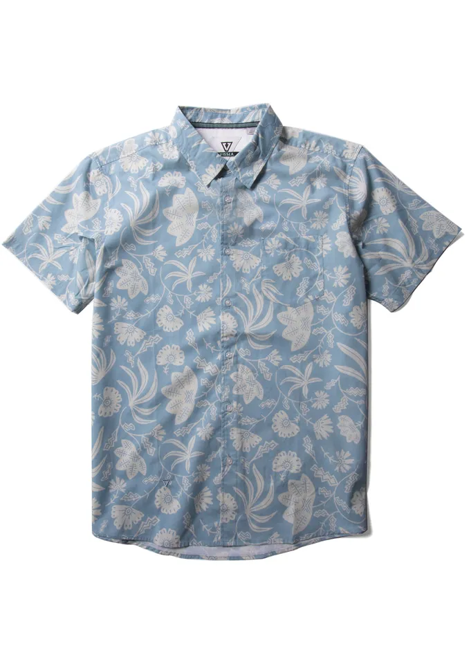 Shirts and Flannels Men Vissla Piha Eco Ss Shirt Stone Blue