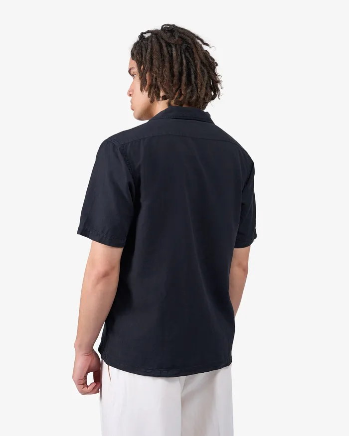 Shirts Colorfulstandard Men Linen Short Sleeved Shirt 8211 Seaside Blue