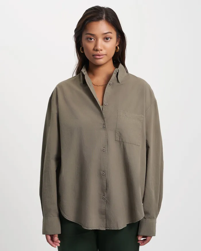Shirts Colorfulstandard Women Organic Oversized Shirt 8211 Dusty Olive