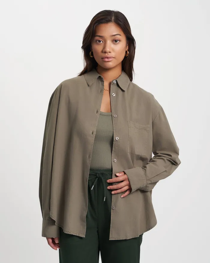 Shirts Colorfulstandard Women Organic Oversized Shirt 8211 Dusty Olive
