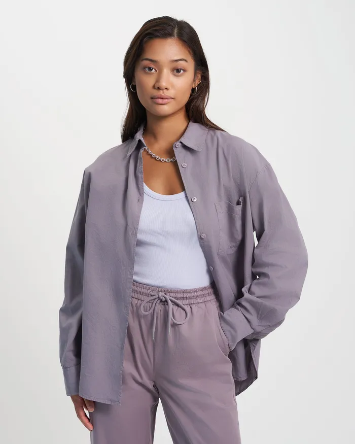 Shirts Colorfulstandard Women Organic Oversized Shirt 8211 Hunter Green