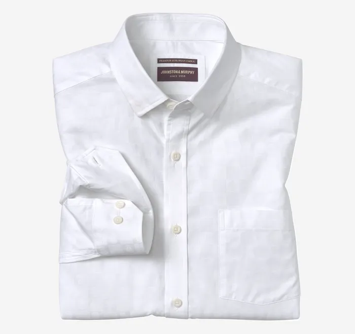 Shirts Jacquard Shirt White Skull Johnston and Murphy Men