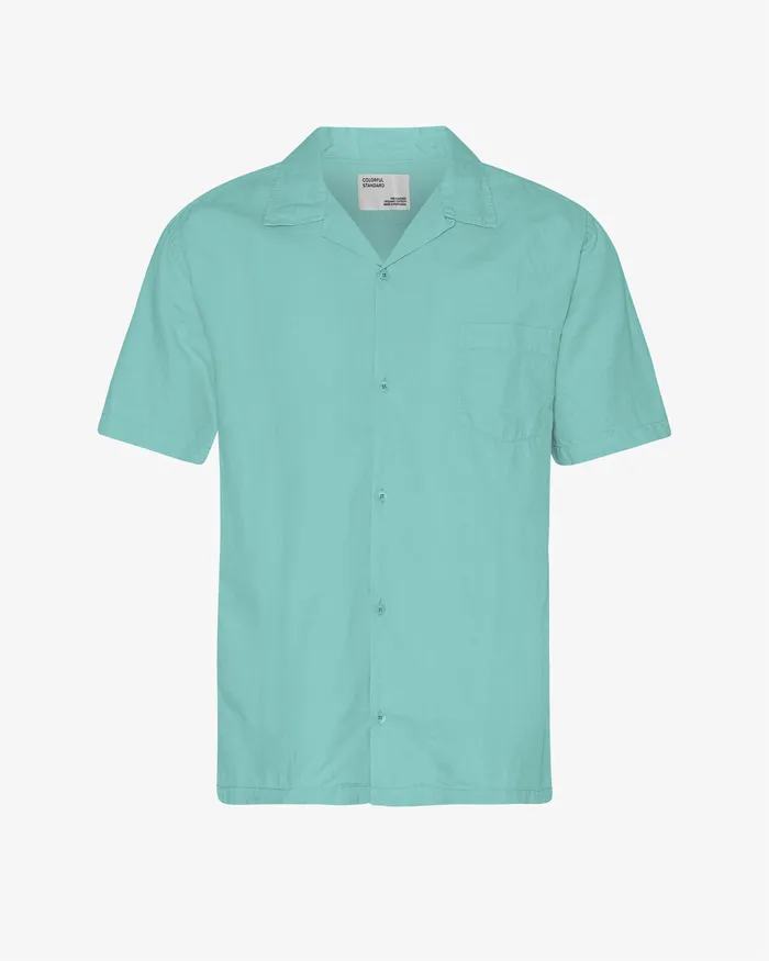Shirts Linen Short Sleeved Shirt 8211 Teal Blue Colorfulstandard Men