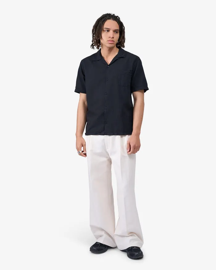 Shirts Linen Short Sleeved Shirt 8211 Teal Blue Colorfulstandard Men