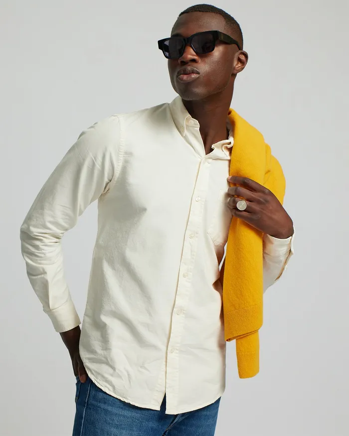 Shirts Men Colorfulstandard Organic Button Down Shirt 8211 Ivory White