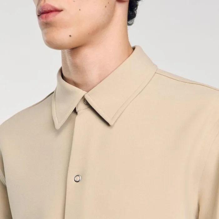 Shirts Men SANDRO Longsleeved Jersey Shirt Ficelle