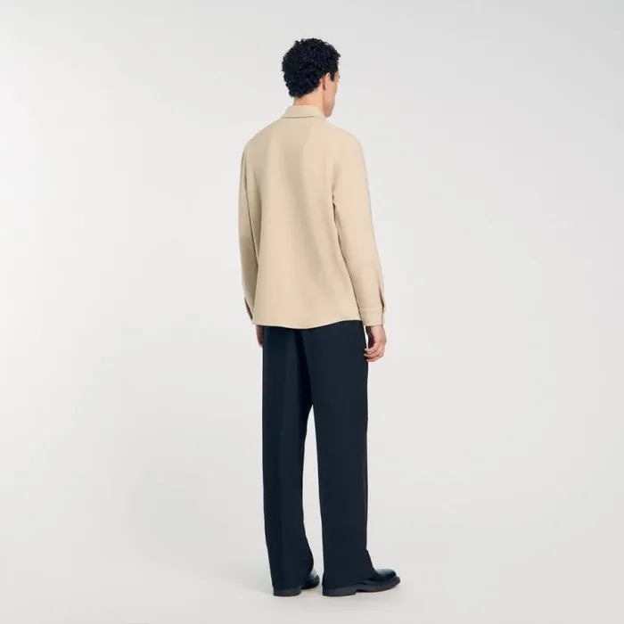 Shirts Men SANDRO Longsleeved Jersey Shirt Ficelle