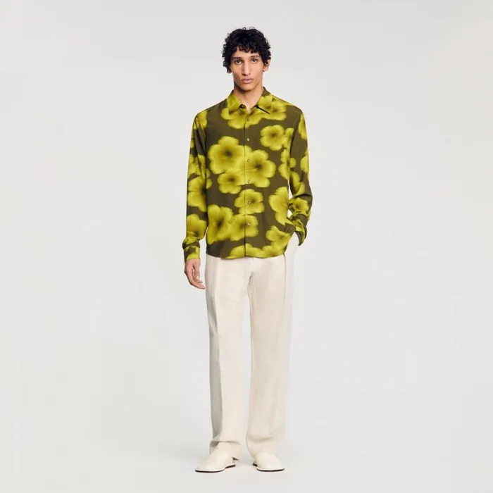 Shirts Men SANDRO Loosefit Floral Shirt Super Green