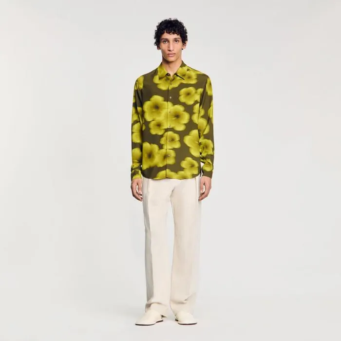 Shirts Men SANDRO Loosefit Floral Shirt Super Green