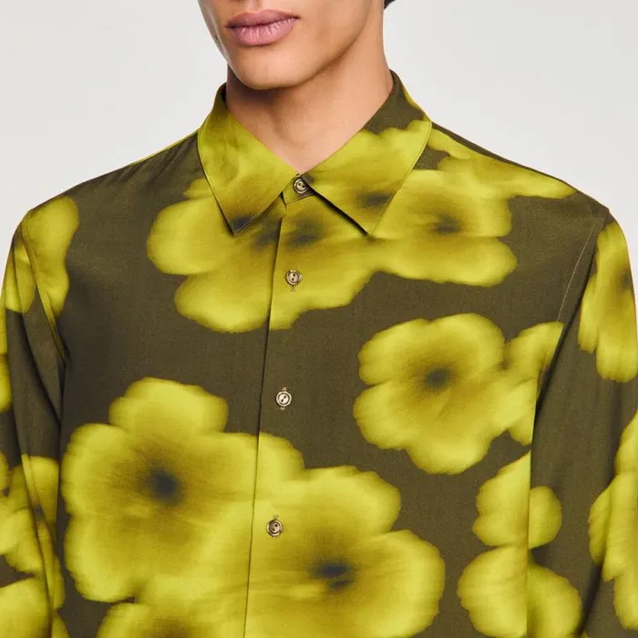 Shirts Men SANDRO Loosefit Floral Shirt Super Green