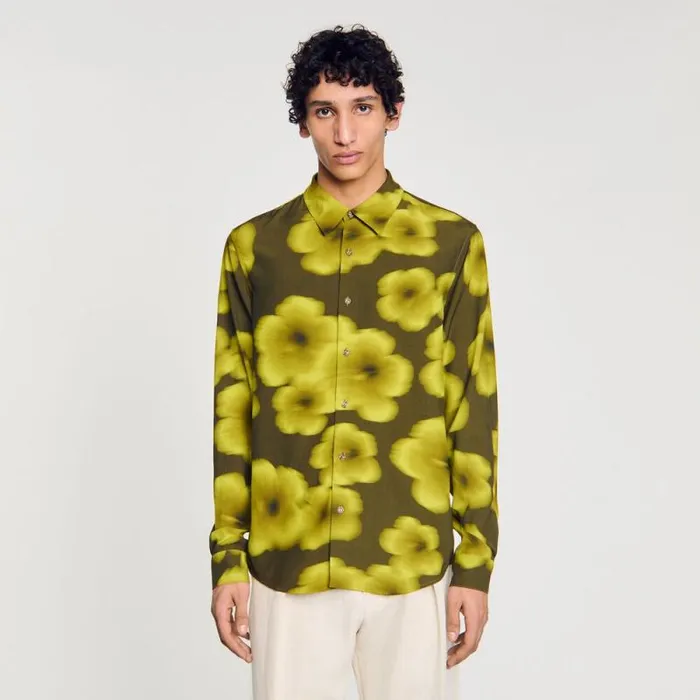 Shirts Men SANDRO Loosefit Floral Shirt Super Green