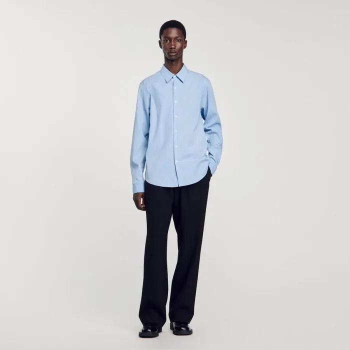 Shirts Men SANDRO Striped Shirt Sky Blue