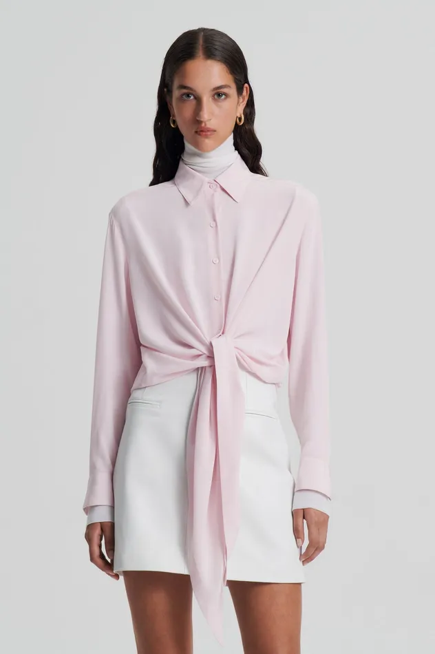 Shirts Women Scanlan Theodore SILK TIE FRONT SHIRT SOFTPINK