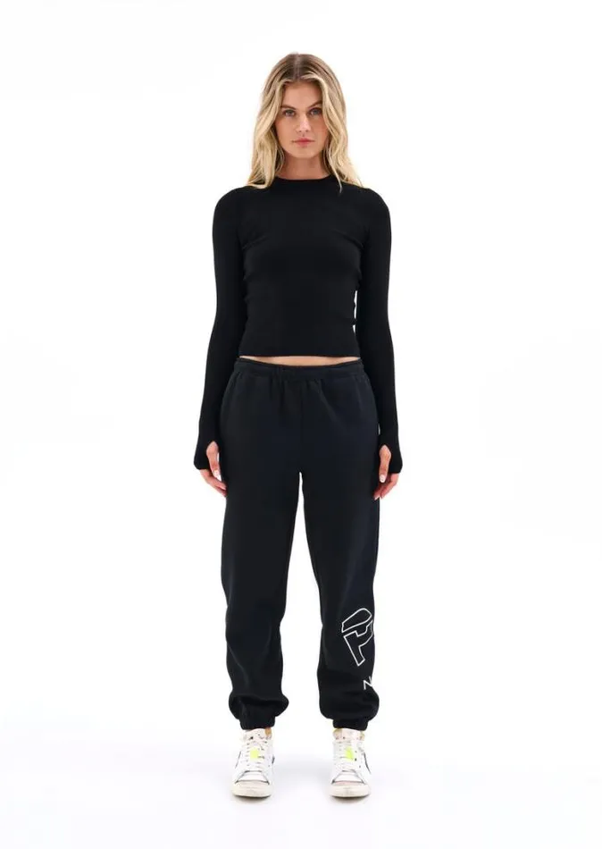 Shop AFFINITY KNIT LS TOP IN BLACK PE Nation Long Sleeve Tops