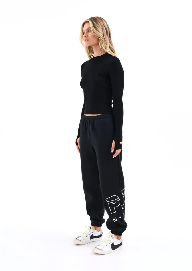 Shop AFFINITY KNIT LS TOP IN BLACK PE Nation Long Sleeve Tops