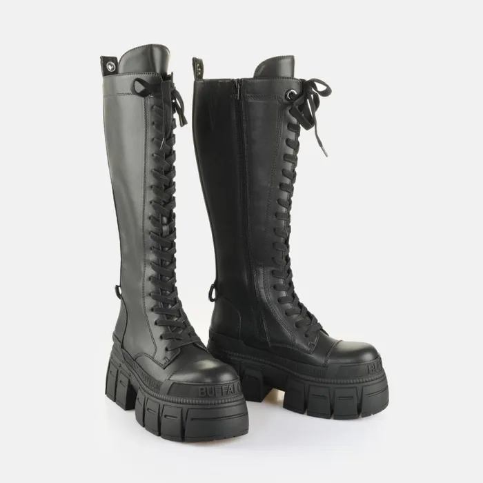 Shop Boots and AnkleBoots BUFFALO Gospher Lace Up Hi Black