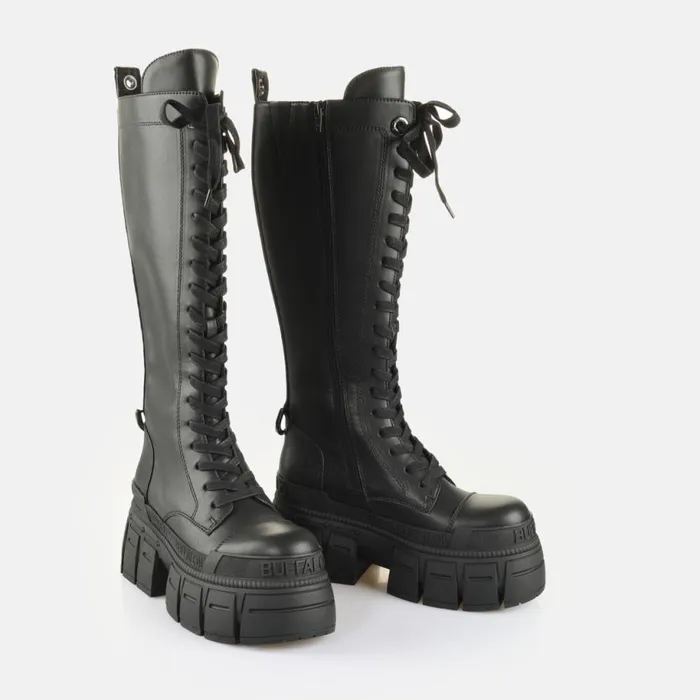 Shop Boots and AnkleBoots BUFFALO Gospher Lace Up Hi Black