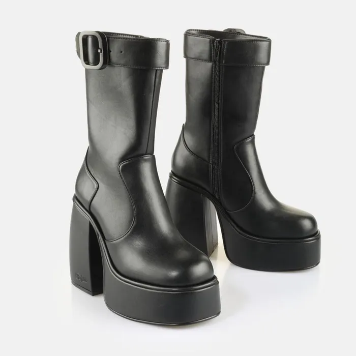Shop Boots and AnkleBoots BUFFALO Heart Bootie Buckle Black